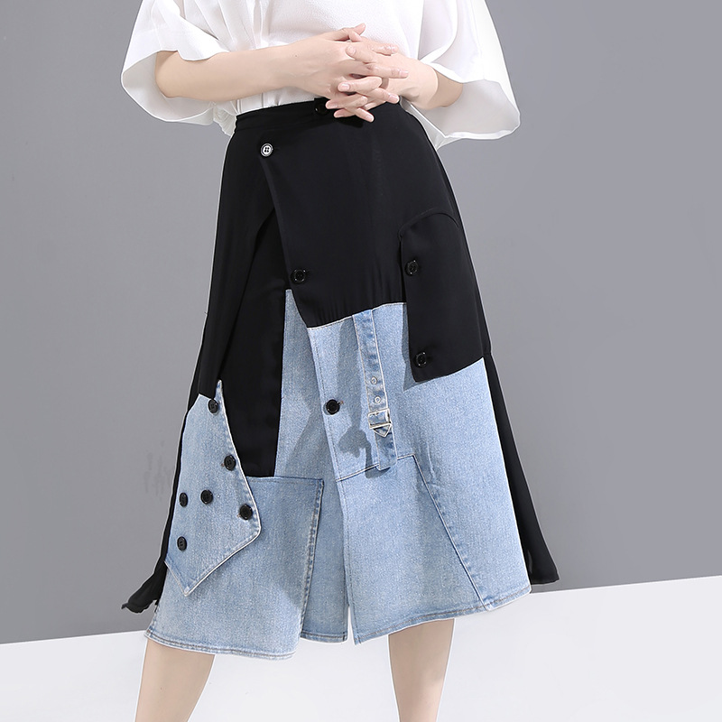 2020 Summer New Fashion Style Women's High Waist Stitching Denim Skirt A- Line Women Skirt, Black
2020 Summer New Fashion Style Women's High Waist Stitching Denim Skirt A- Line Women Skirt, Black