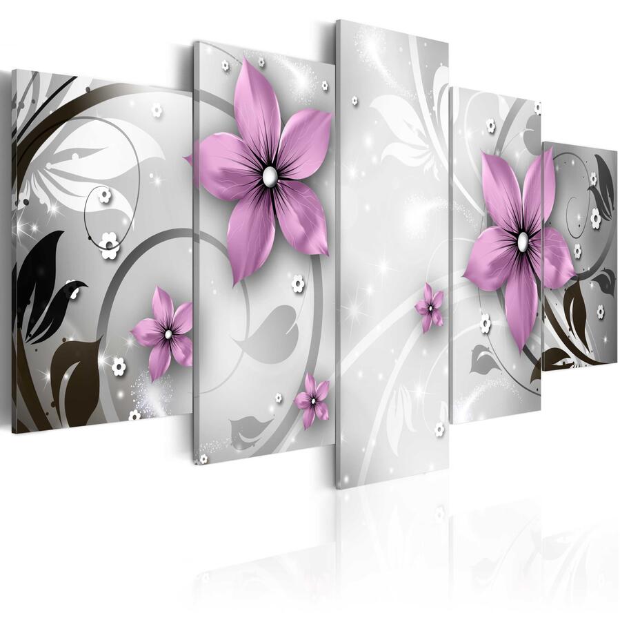 (No Frame)5 Panels Hot Sell Abstract Flower Modern Home Wall Decor Painting Canvas Printing Art HD Print Painting( Color:3 Size:2)