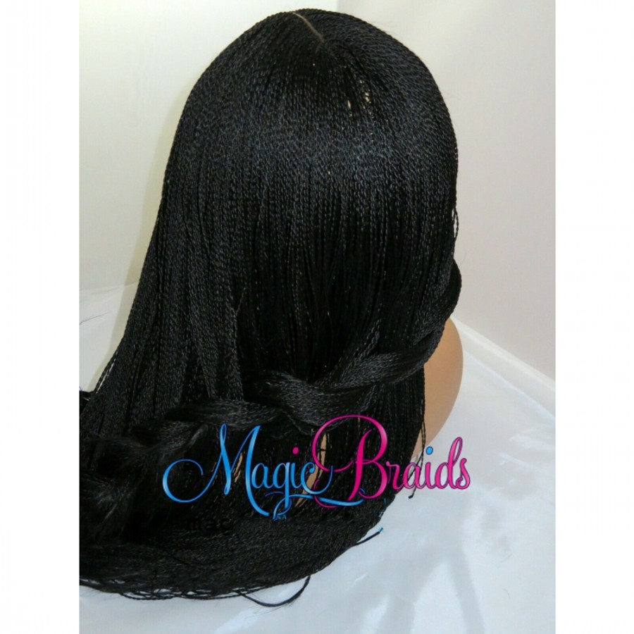 Handmade braided full lace front wig black/brown /burgundy /ombre senegalese twist wig micro lace frontal braids wig with baby hair