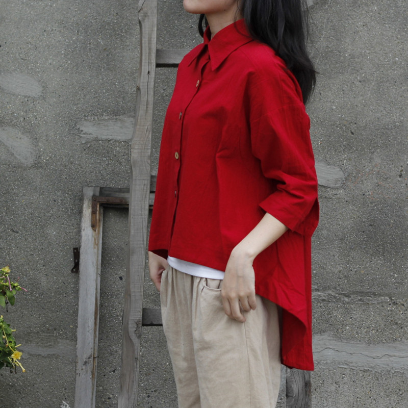 Women Autumn Bat Sleeve Loose Shirt Blouse Female Irreguar Length Red Shirt 2020 Half Sleeve Blouse Tops
Women Autumn Bat Sleeve Loose Shirt Blouse Female Irreguar Length Red Shirt 2020 Half Sleeve Blouse Tops