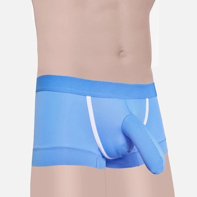 Men's Ice Silk Underwear Pants Gun Egg Elephant penis sleeve Sexy U Convex Low Waist Short Pants underwear men gay boxers