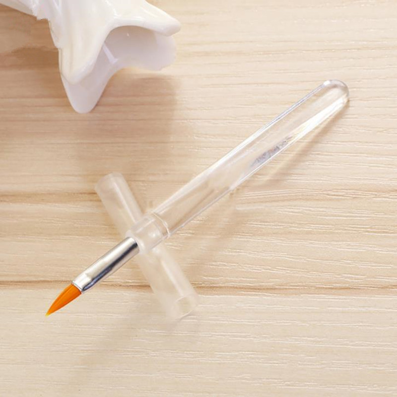 Lip Makeup Brush With Lid Transparent Small Size Lip Brush Yellow Fiber Wool Brush For Professional Lip Beauty F3628