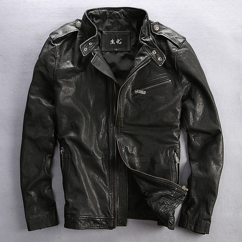 slim new arrival fitted motorcycle jacket Epaulet pockets Vegetable tanned sheepskin casual leather coat men, Black
slim new arrival fitted motorcycle jacket Epaulet pockets Vegetable tanned sheepskin casual leather coat men, Black
