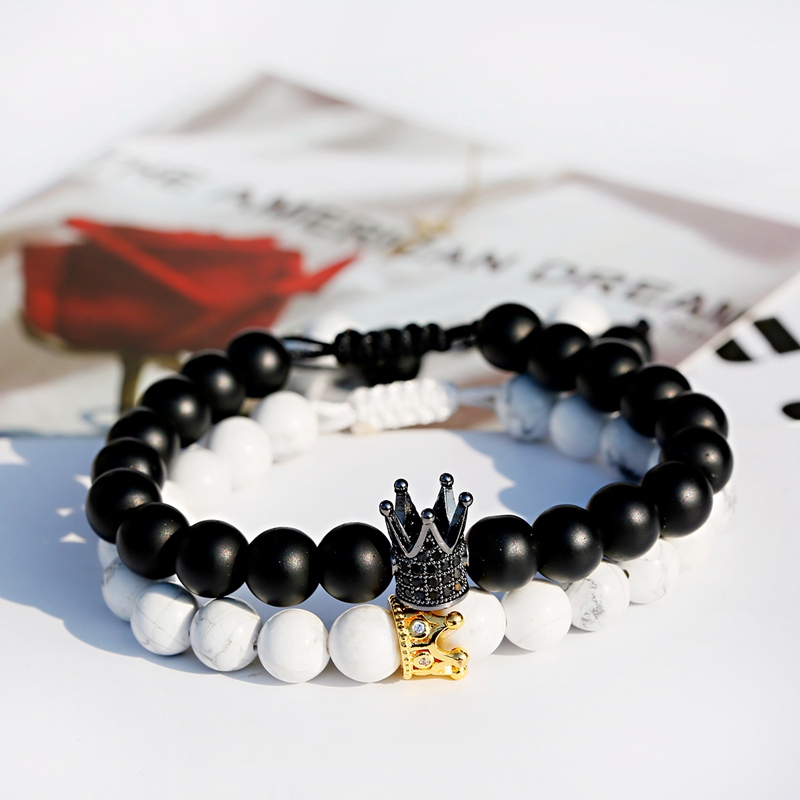 Beaded, Strands Trendy CZ Crown Charms Couple Bracelets Jewelry 2Pcs/Set Fashion Black Matte Stone Beads Men Lover Bracelet Drop
Beaded, Strands Trendy CZ Crown Charms Couple Bracelets Jewelry 2Pcs/Set Fashion Black Matte Stone Beads Men Lover Bracelet Drop