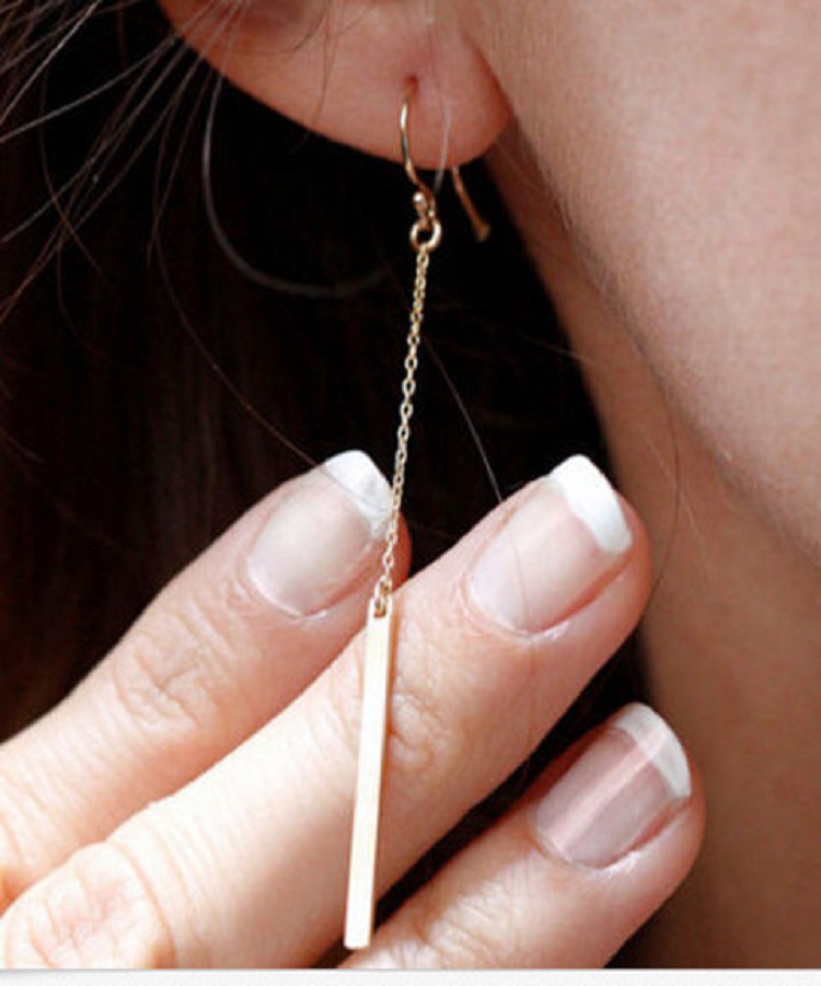 Siamese Earrings Geometric Rectangular Pendant Earrings Female Female Party Gift Personality Cube Long Earrings