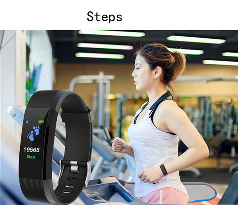 ID115 115 Plus Bracelet For Screen Fiess Tracker Pedometer Watch Counter Heart Rate Blood Pressure Monitor Smart Wristband Colorful free shipping free