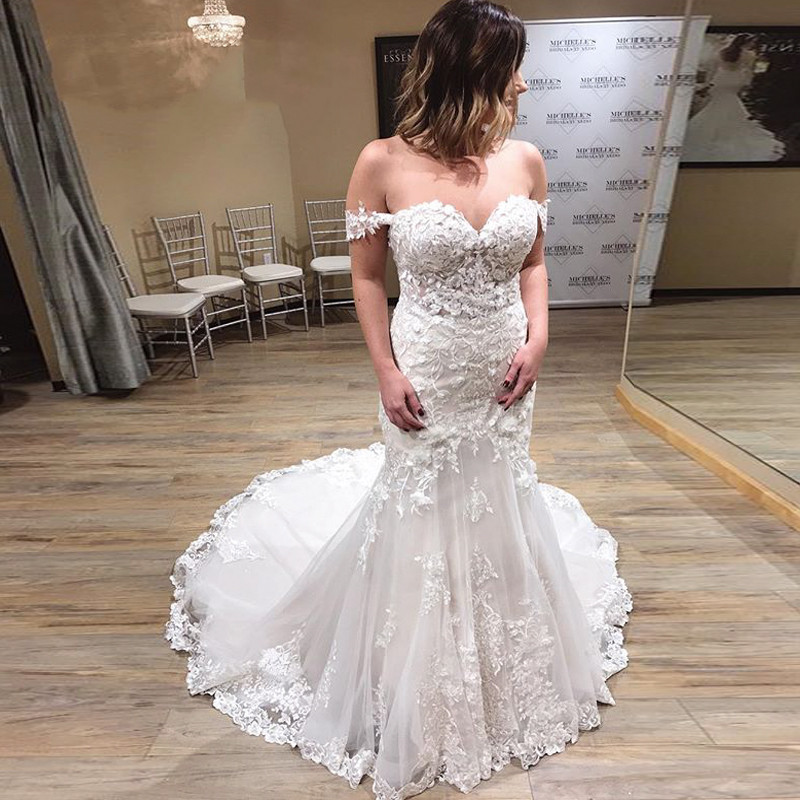 2020 Vintage Mermaid Wedding Dresses Lace Applique Off The Shoulder Sweep Train Boho Tulle Wedding Dress Bridal Gowns Plus Size, White
2020 Vintage Mermaid Wedding Dresses Lace Applique Off The Shoulder Sweep Train Boho Tulle Wedding Dress Bridal Gowns Plus Size, White