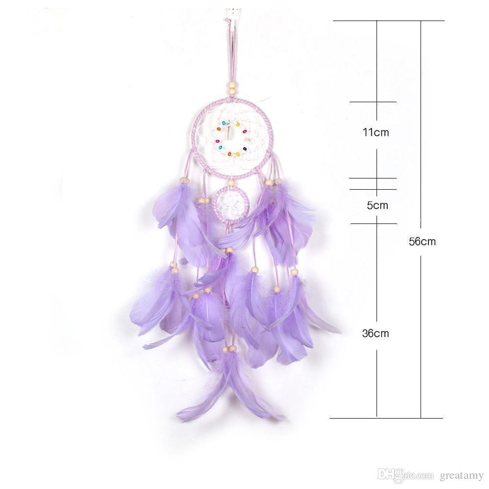LED Light Dream Catcher Handmade Feathers Car Home Wall Hanging Decoration Ornament Gift Dreamcatcher Wind Chime christmas birthday gifts