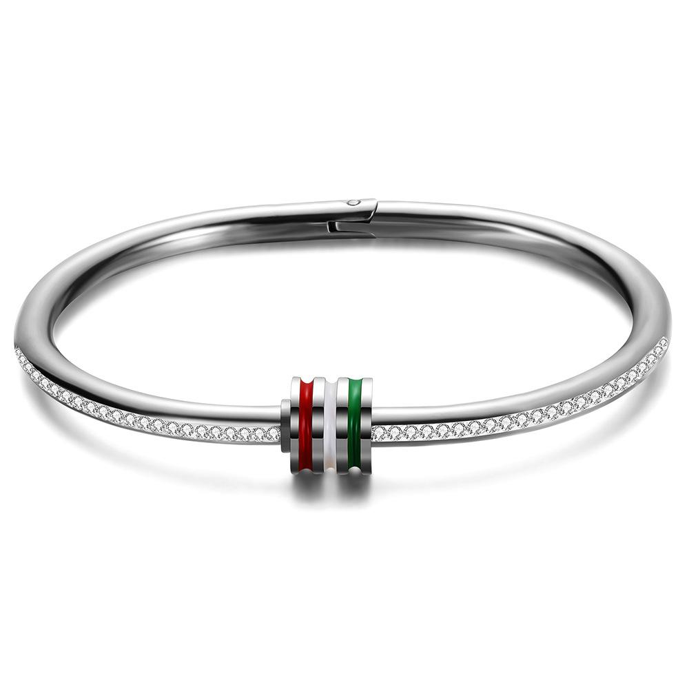 Titanium Jewelry for Women Stainless Steel Cuff Bangle Bracelet with Colorful Diamonds Gold Silver Rose Gold Lightweight for Daily Use Z250910