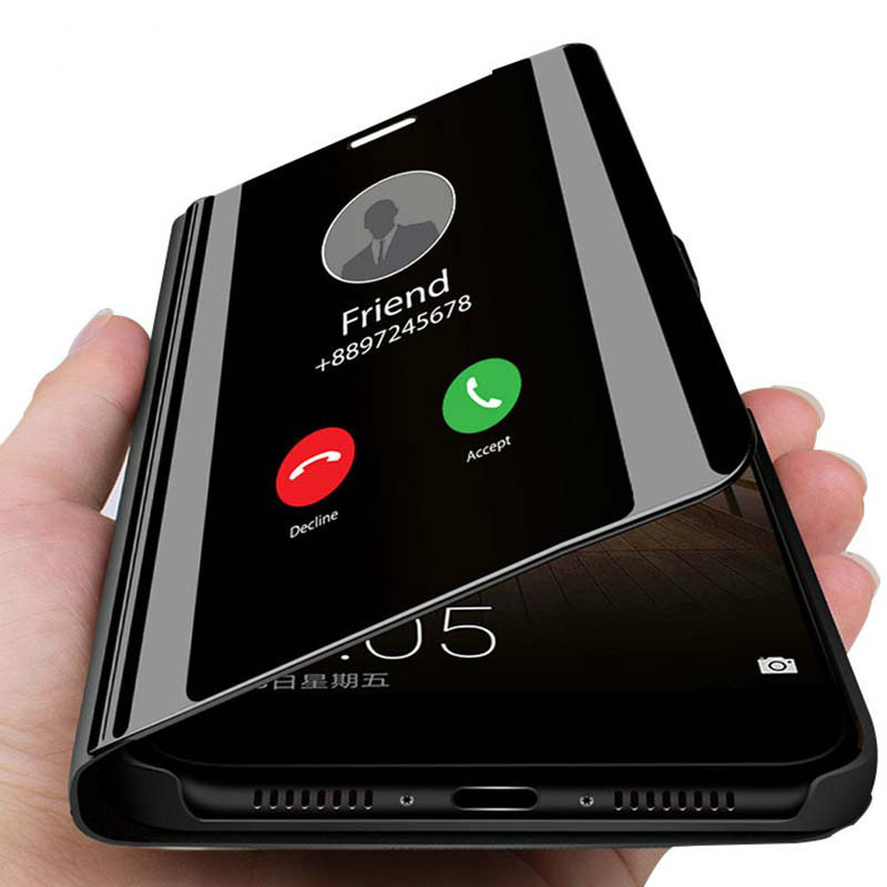 

Smart Mirror Phone Case For OPPO Find X2 Pro Lite Ace 2 Reno 3 Pro 2F Luxury Clear Flip Case For OPPO Reno F11 Pro F9 K5 K1, Black