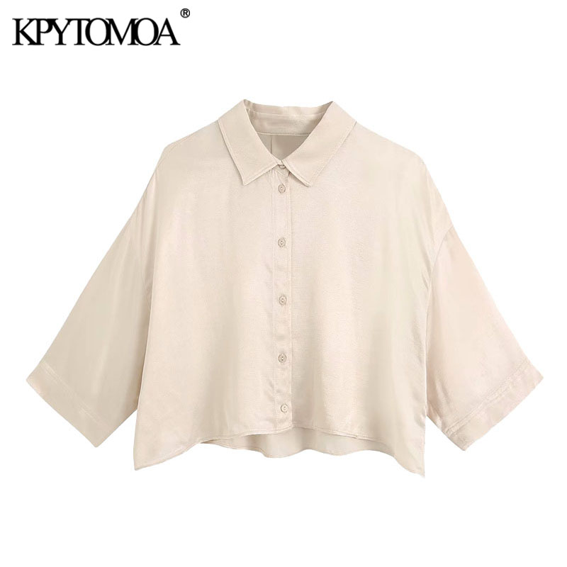KPYTOMOA Women 2020 Fashion Button-up Loose Cropped Blouses Vintage Short Sleeve Cozy Female Shirts Blusas Chic Tops, As picture
KPYTOMOA Women 2020 Fashion Button-up Loose Cropped Blouses Vintage Short Sleeve Cozy Female Shirts Blusas Chic Tops, As picture