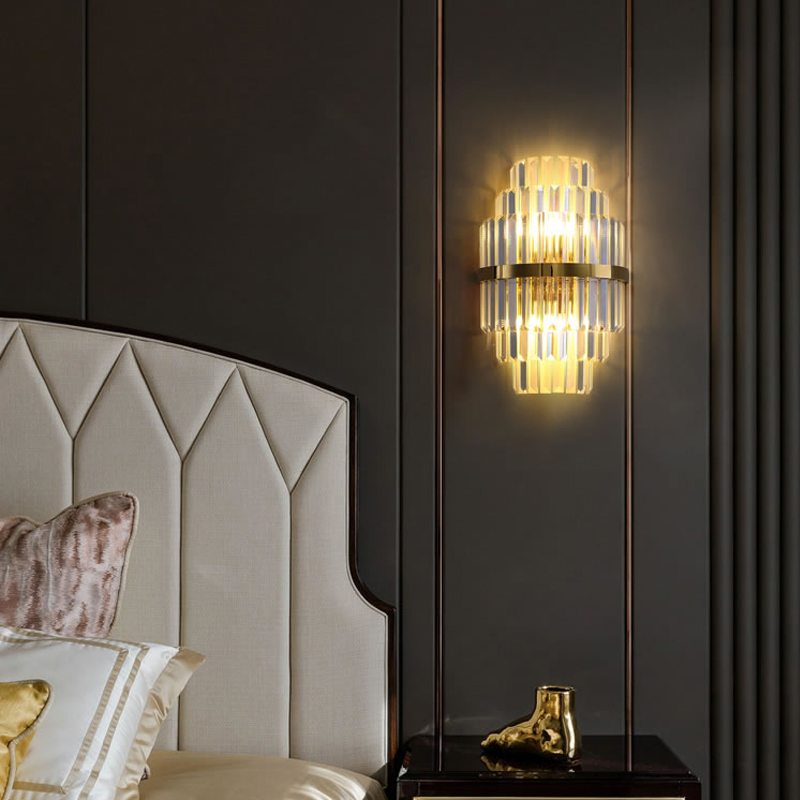 Gold Cristal Wall Sconces d'éclairage Chambre à coucher Salon Lampe murale LED Lampe de chevet Decoration Luminaires muraux