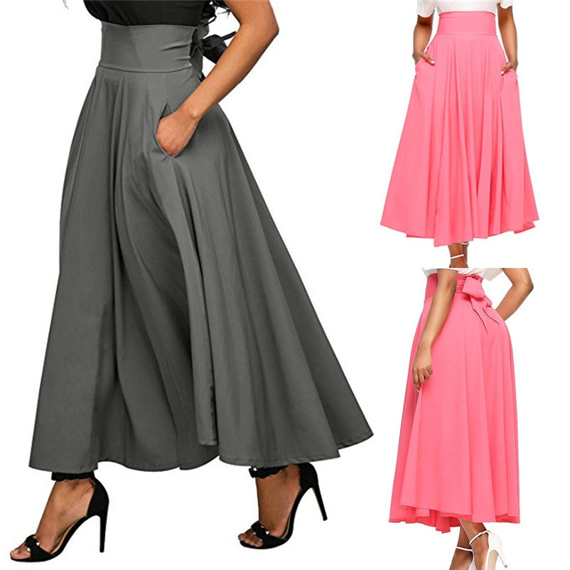 Hot Sell Fashion 2018 Summer Style Skirts Womens High Waist Pleated Long Skirt Front Slit Belted Maxi Skirt Femme Saia A16 Y190428, Dark grey
Hot Sell Fashion 2018 Summer Style Skirts Womens High Waist Pleated Long Skirt Front Slit Belted Maxi Skirt Femme Saia A16 Y190428, Dark grey