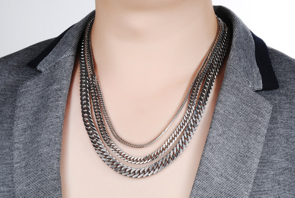 Heavy Thick Titanium Steel Chain Necklace Fashion Cool Men 316L Steel Steel Link Chain Jewelry Accessories