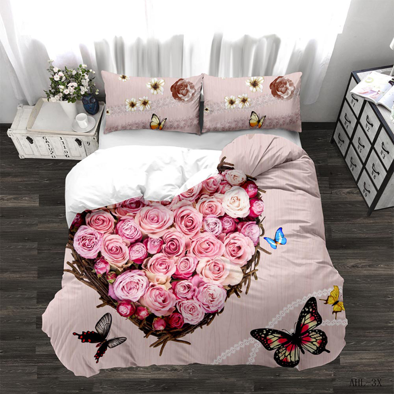 3D Rose Bedding Set Duvet Cover Floral Print Bed Linen Bedding Cover Comforter Sets Bedclothes Bed Set(no Sheet)