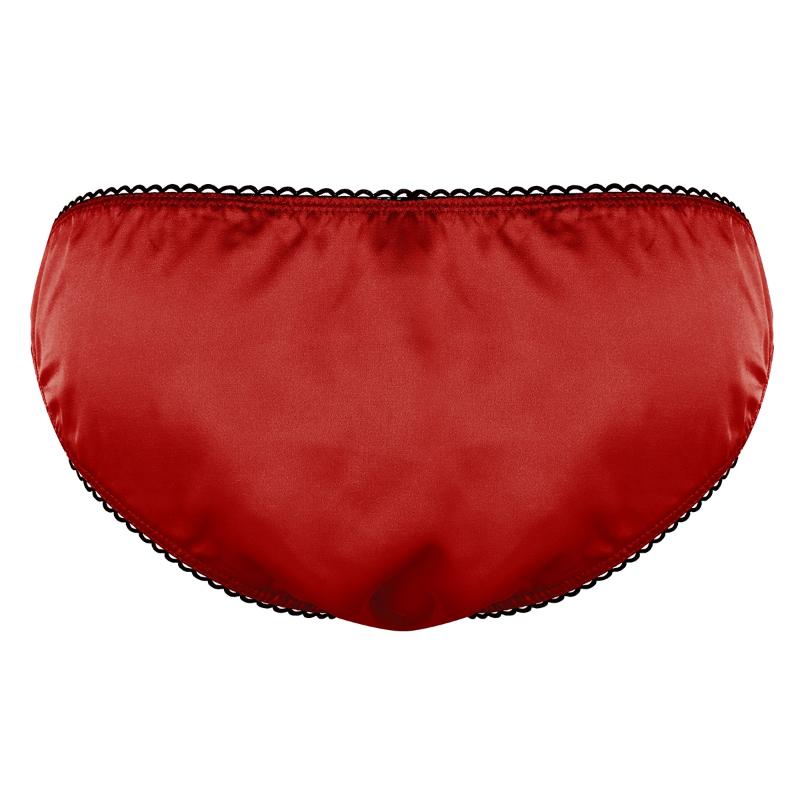 Underwear Mens Hot Sexy Lingerie Open Front Penis Hole Soft Satin Low Rise Sissy Bikini Briefs Underwear Sissy Male Panties