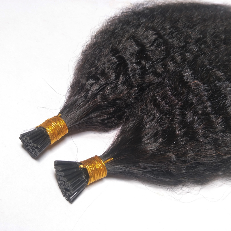 Invisible Remy Kinky Curly I Tip Human Hair Extensions Virgin Hair Extension Natural Hair Blonde I Tip 1g/s 100g Coarse Yaki Keratin