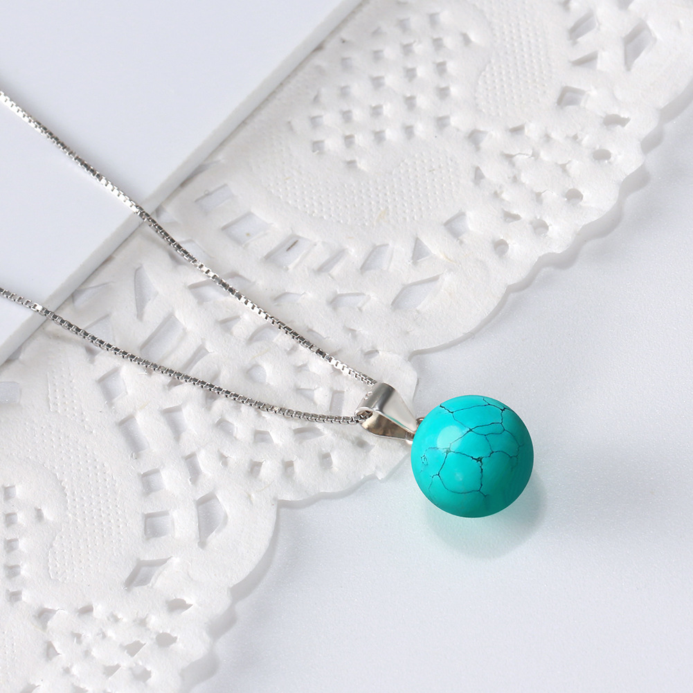 new fashion woman Authentic 925 Sterling Silver Necklaces&Pendants Natural Stone Turquoises Pendant Women Necklace Party Jewelry