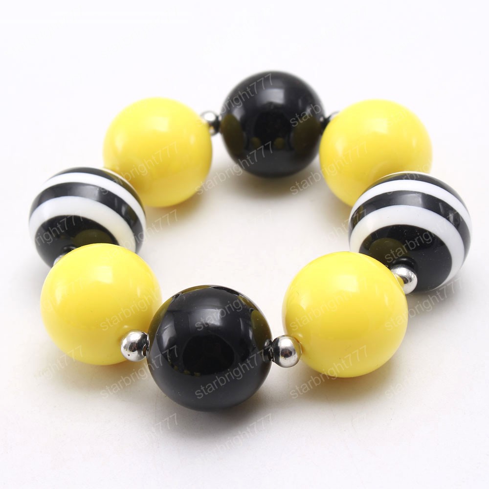 Cute Chunky Bubblegum Necklace DIY Bracelets Yellow+Black Beads Necklace For Kids Girls Jewelry Party GIft Hot sale