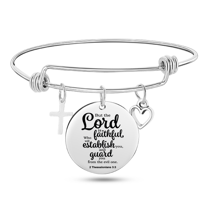 Fashion Engraved Bible Psalm Stainless Steel Bangle Cross Heart Charms Bracelets Adjustable Bangles Christian Jewelry
Fashion Engraved Bible Psalm Stainless Steel Bangle Cross Heart Charms Bracelets Adjustable Bangles Christian Jewelry