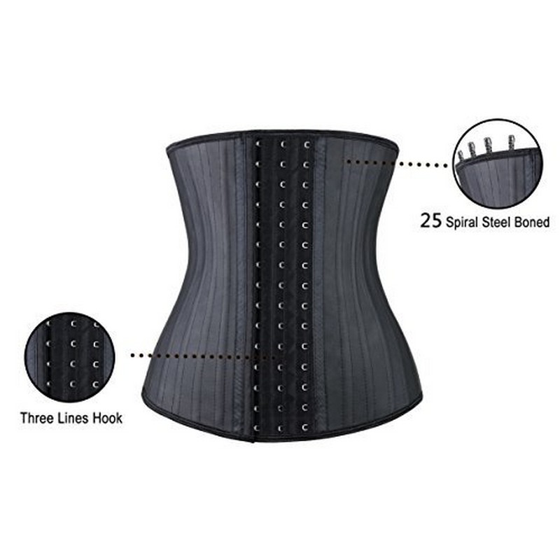 25 Steel Boned Glossy Latex Waist Trainer Corset Waist Cincher Workout Shapewear 3 Rows Hooks Body Shaper Slimming Underwear 25cm/30cm Torso