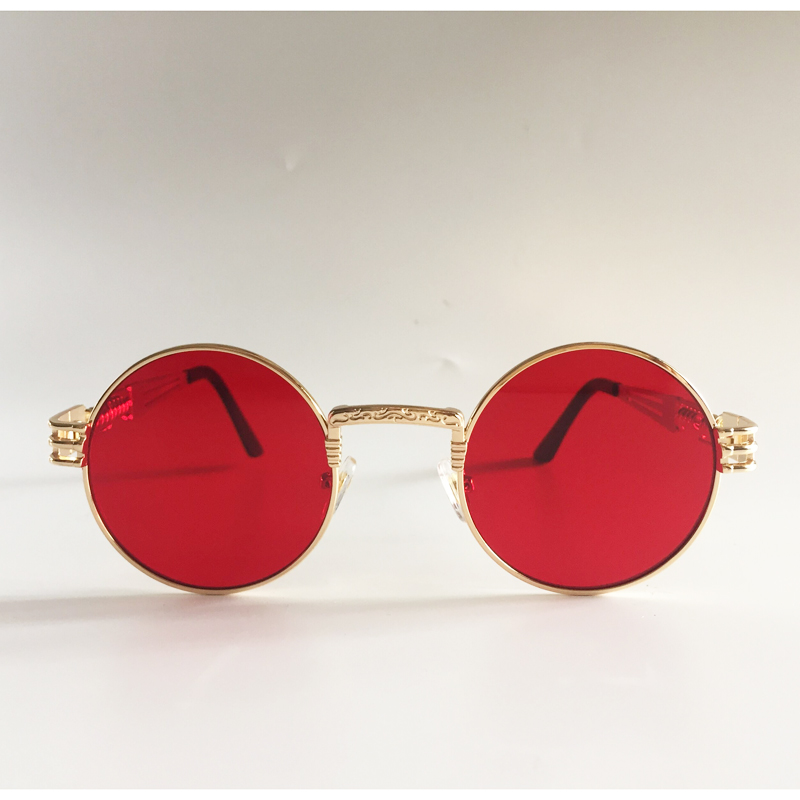 LuxuryPeekaboo vintage retro gothic steampunk mirror sunglasses gold and black sun glasses vintage round circle men UV gafas de s