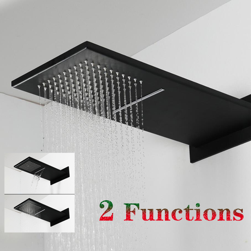Unique design Blackedned bathroom wall mounted large showerheads waterfall and rain 2 function high flow shower 304 stainless steel 
Unique design Blackedned bathroom wall mounted large showerheads waterfall and rain 2 function high flow shower 304 stainless steel
