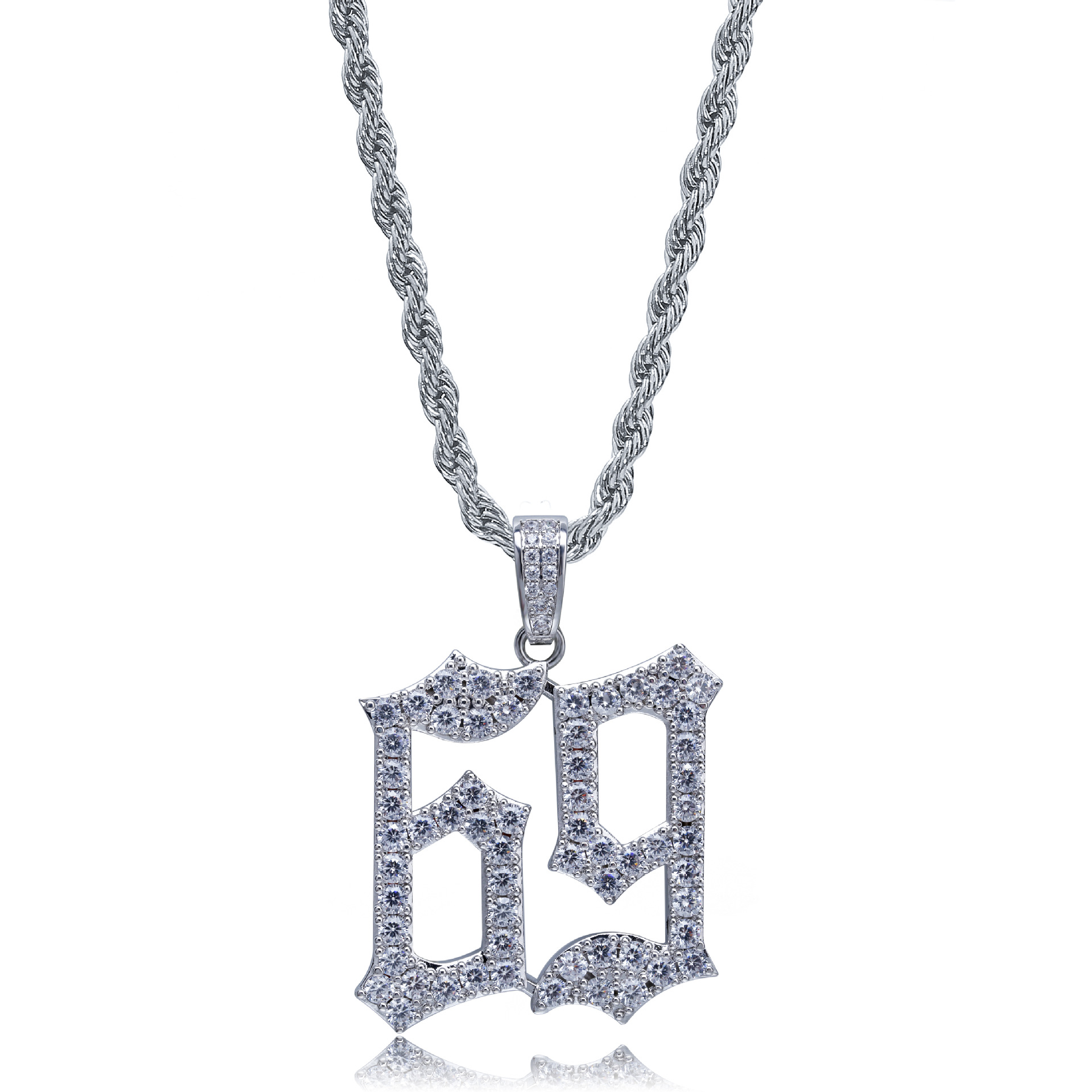 Unisex 18K Gold and White Gold Plated Copper Digital 69 Pendant Chain Necklace Hip Hop Rapper Jewelry Gifts for Men and Women WholesaleIns