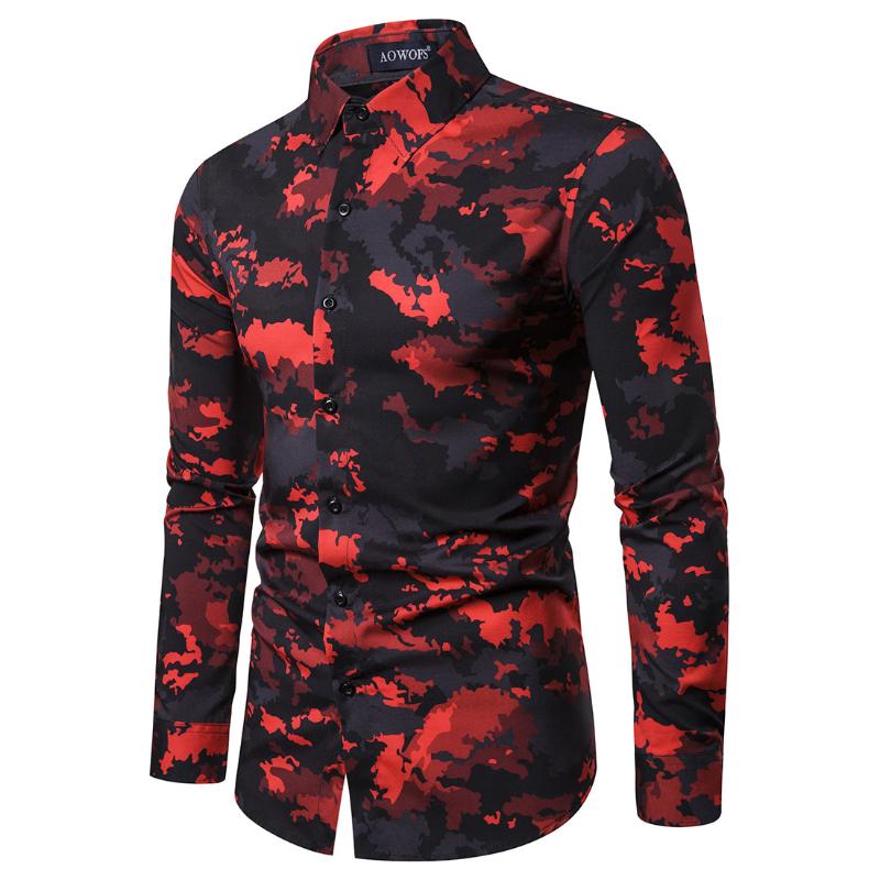 Spring' New European Size Long-sleeved Shirts Men' Digital Printed Plus-size Shirts, Red 
Spring' New European Size Long-sleeved Shirts Men' Digital Printed Plus-size Shirts, Red