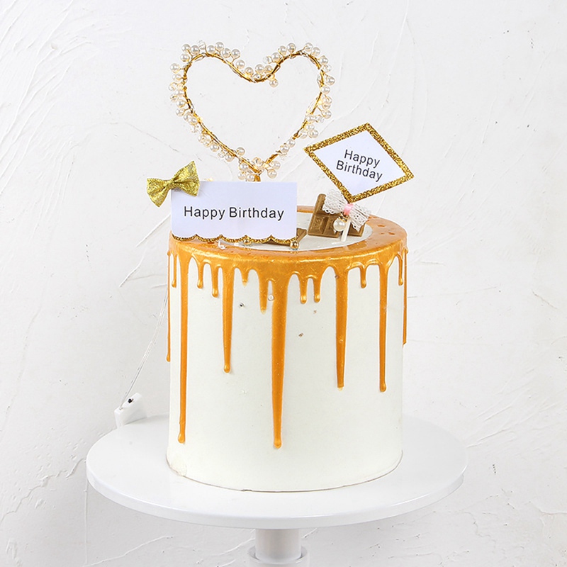 LED Pearl Cake Toppers Heart Shape dream Flash cake decorating tools Wedding happy birthday Toppers Cupcake Party Supplies