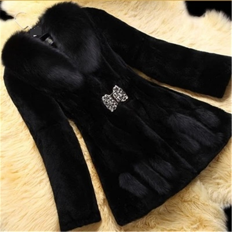 6XL Plus size winter Faux fur jacket women Korean Artificial fur collar Warm coat jacket High-end fashion long coats AS928