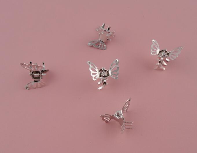 Hair Claw 50PCS Silver finish mini filigree butterfly plain metal hair claw clamps at lead free and nickle free quality,Bargain for bulk