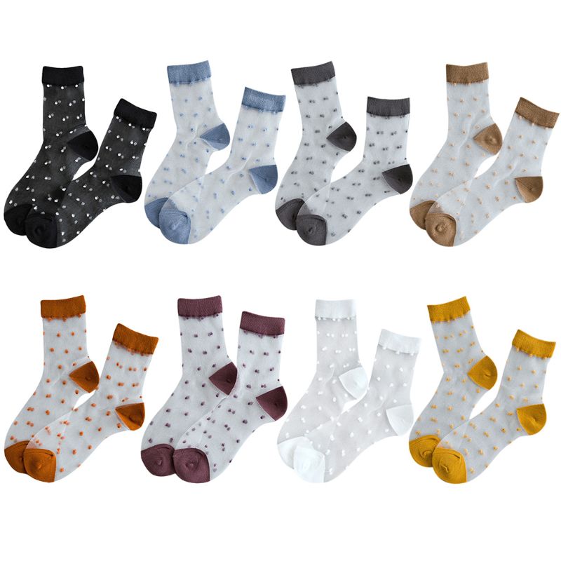 Japanese Women Summer Transparent Glass Fiber Ankle Socks Cute Polka Dot Jacquard Ultra-Thin Cotton Mid Tube Hosiery, Black
Japanese Women Summer Transparent Glass Fiber Ankle Socks Cute Polka Dot Jacquard Ultra-Thin Cotton Mid Tube Hosiery, Black