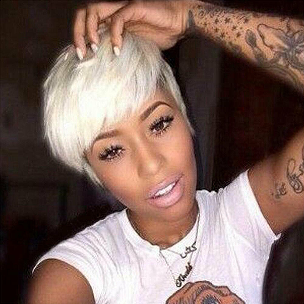 Women Ombre Short Wig Ladies Real Natural Curly Straight Full Hair Party Cosplay