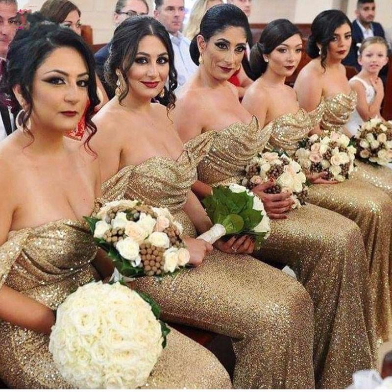 Sparkly Mermaid Bridesmaid Dress 2021 Long Off the Shoulder Pleats Gold Sequin Boat Neckline Formal Dresses Custom Made
Sparkly Mermaid Bridesmaid Dress 2021 Long Off the Shoulder Pleats Gold Sequin Boat Neckline Formal Dresses Custom Made