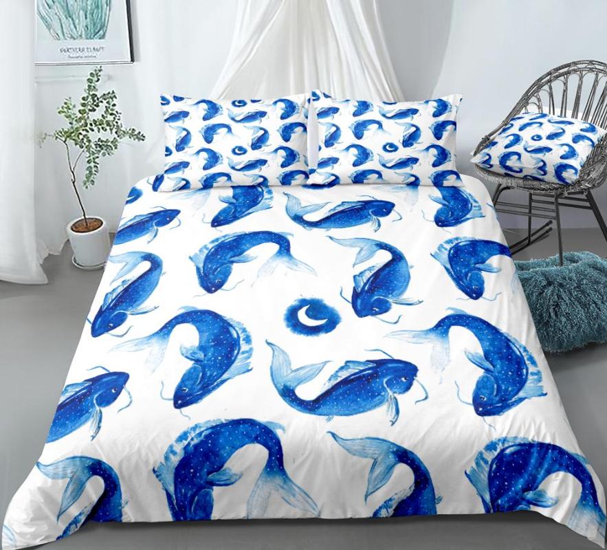 Fishes Bedding Set Blue Duvet Cover Set Animal Bed Linen Blue Fish Bed Kids Bedclothes Girl Boys Bedding Home Textiles, Blue white
Fishes Bedding Set Blue Duvet Cover Set Animal Bed Linen Blue Fish Bed Kids Bedclothes Girl Boys Bedding Home Textiles, Blue white