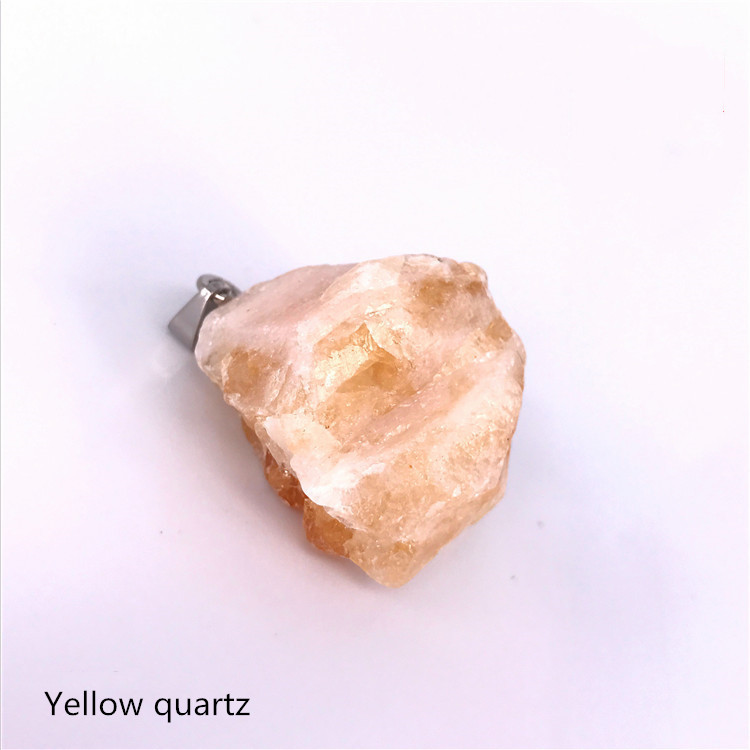Top Square Natural Irregular Shape Gemstone Rose Quartz Healing Crystal Stone Pendant Unisex Necklace