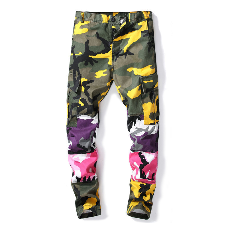 drop shipping Camo Patchwork Cargo Pants Men's Hip Hop Casual Camouflage Trousers Streetwear Joggers Sweatpants NXP12 T200113