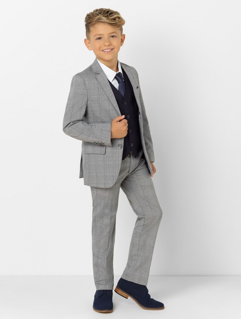 Light Grey Little Boy Formal Suits Dinner Tuxedos for Wedding Party Boy Groomsmen Kids Children Prom Suit Formal Wear (Jacket+Pants+Vest)