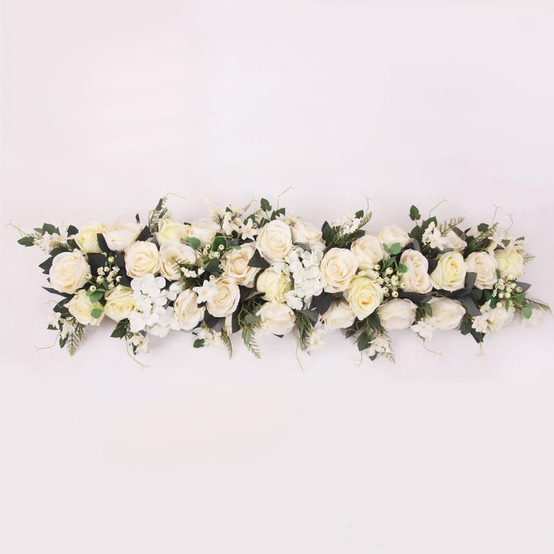 100X25cm Long Artificial arch flower row table Flower Silk Flower with Foam frame runner centerpiece Wedding decorative backdrop