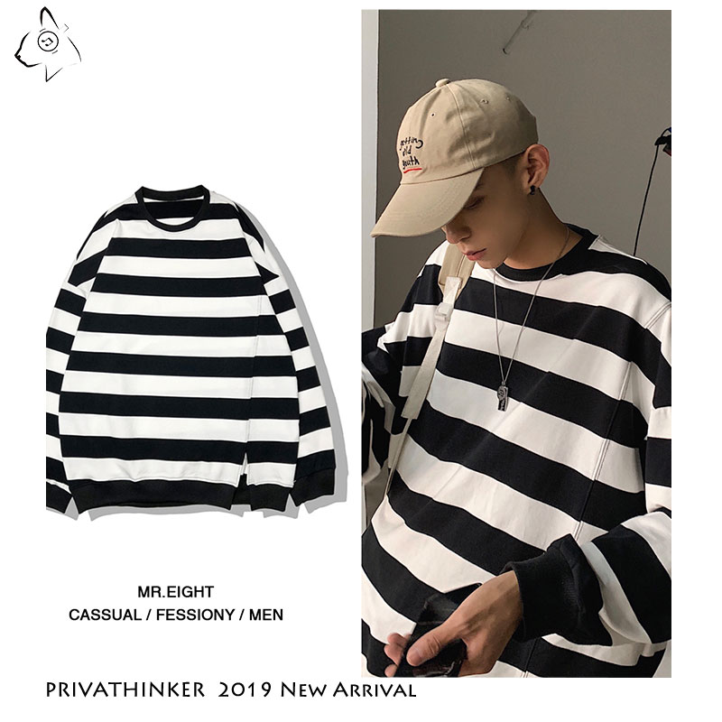 Men's Hoodies & Sweatshirts Men Woman 2021 O-Neck Loose Mens Striped Korean Male Colorful Sweatshirt Clothes Autumn