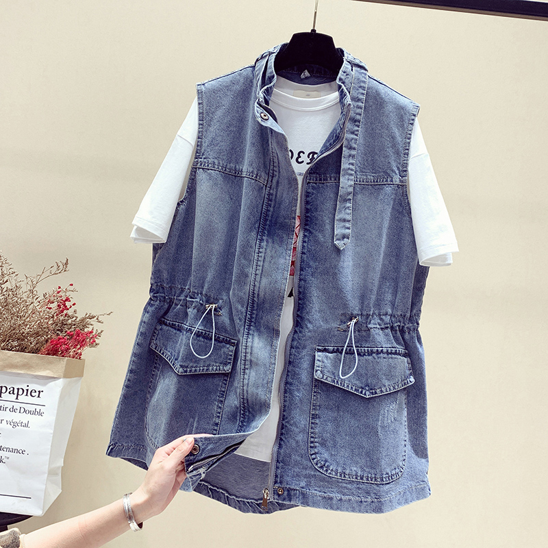 Summer Adjustable Waist Vintage Jeans Vest Women Sleeveless Jacket Spring Pocket Mid-Long Denim Coat Plus Size Female Outwear, Denim blue
Summer Adjustable Waist Vintage Jeans Vest Women Sleeveless Jacket Spring Pocket Mid-Long Denim Coat Plus Size Female Outwear, Denim blue