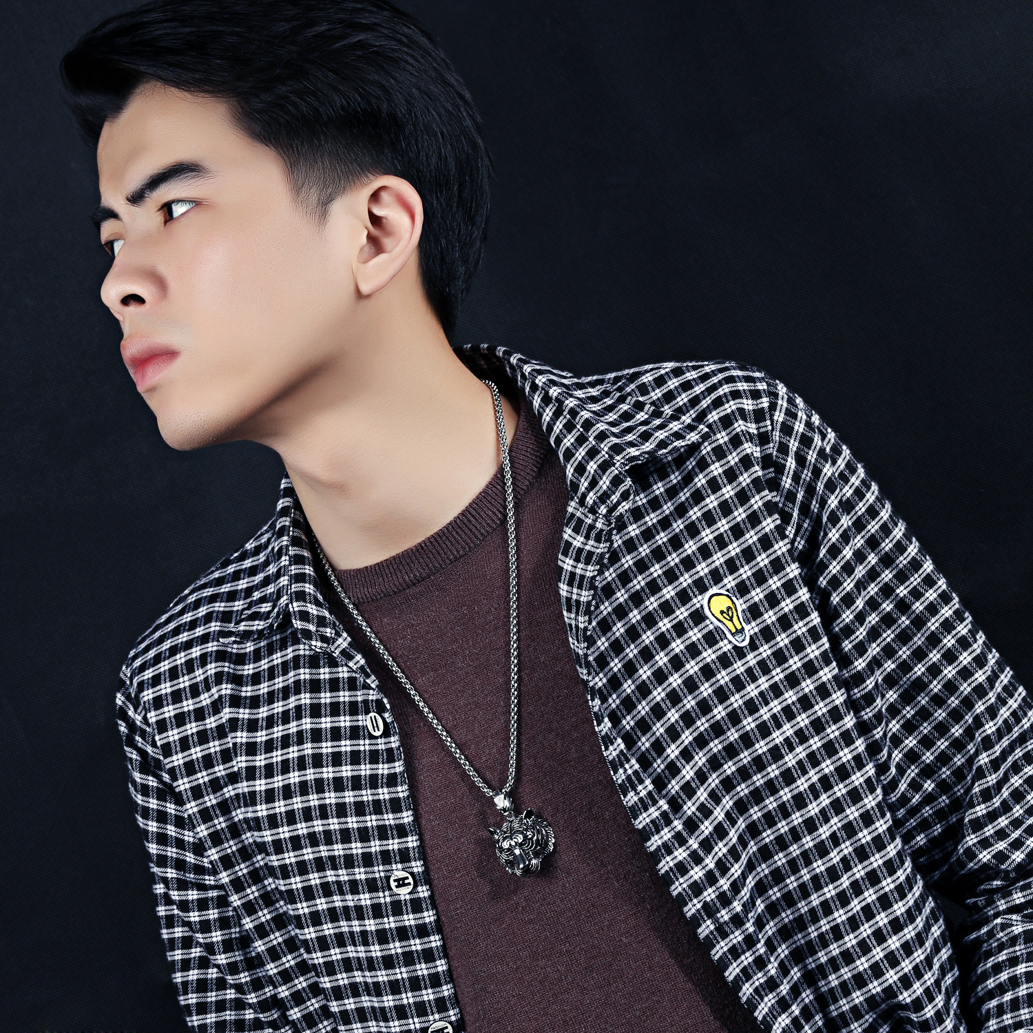 Hip Hop Tiger Head Shape Pendant Necklace 316L Stainless Steel Cool Men Animal Pendants Jewelry Gift