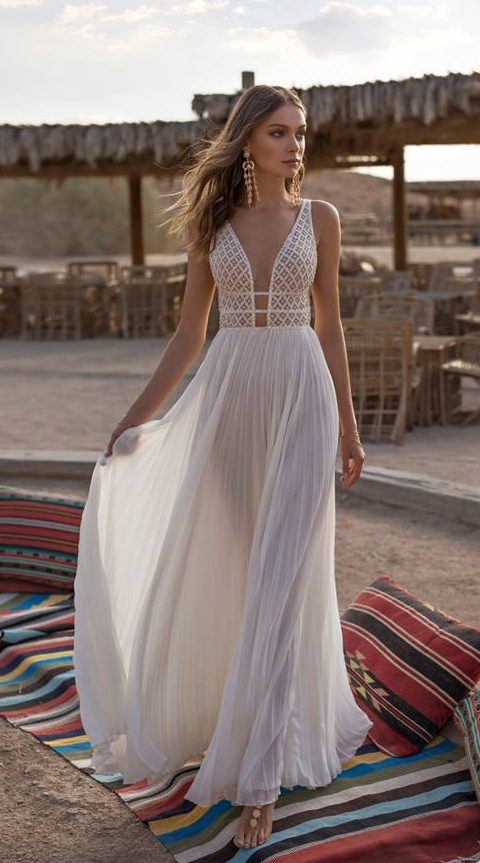 asaf dadush sexy beach wedding dresses deep v neck lace backless boho wedding dress bridal gowns custom made