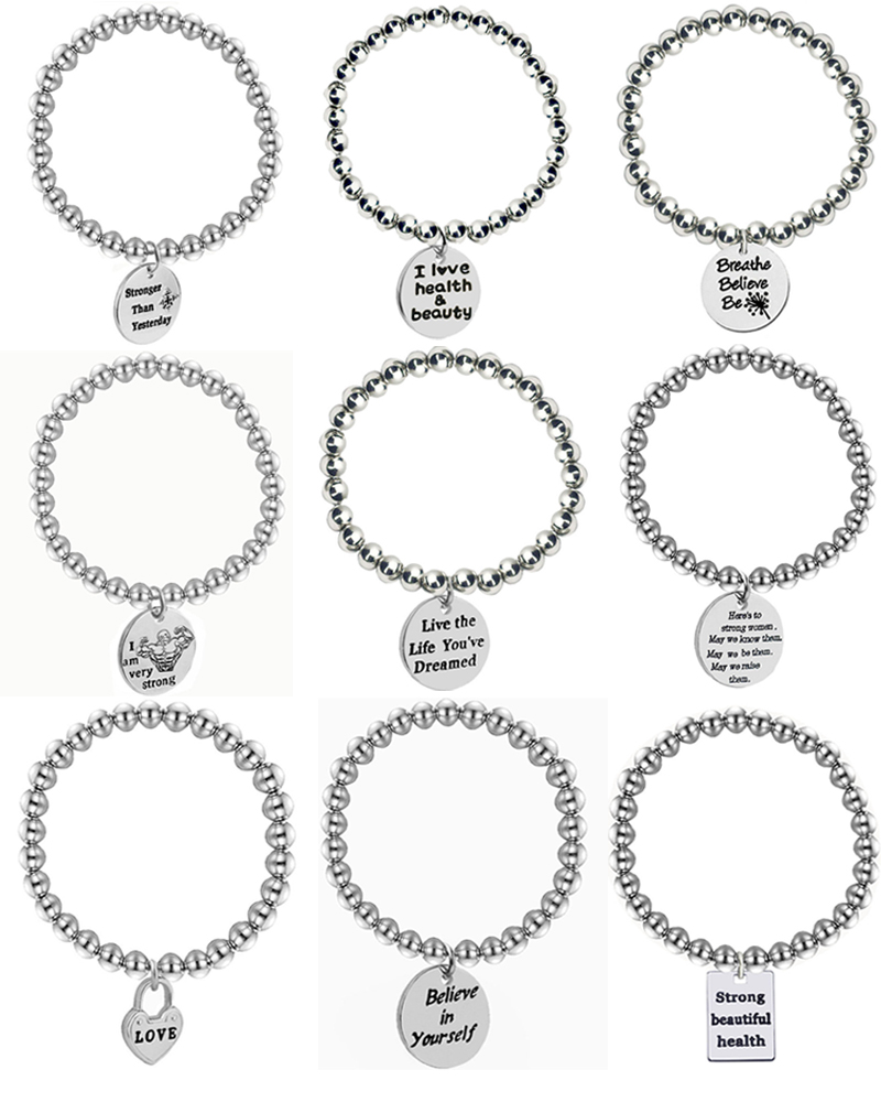 Fashion men's stainless steel jewelry 8mm stainless steel bead bracelet DIY men's sports fitness series jewelry
