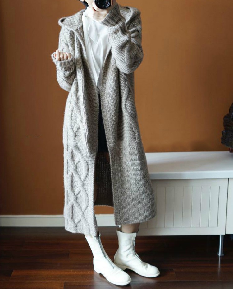 Europe Women Autumn Winter Hooded Long Knit Trench Coat Female Korean Fashion Wool Thick Windbreaker Sweater Coat, Khaki
Europe Women Autumn Winter Hooded Long Knit Trench Coat Female Korean Fashion Wool Thick Windbreaker Sweater Coat, Khaki