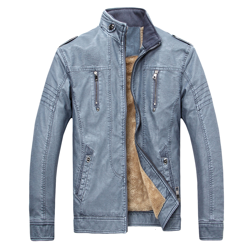 Retro Motorcycle Leather Jacket Men Fleece Autumn Winter Fashion PU Leather Thick Coat Male Plus Size M-4XL Mens Leather Jacket V191028