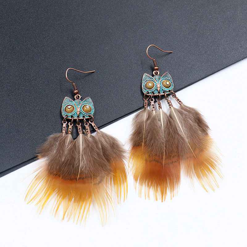 Owl Earrings Bronze Feather Owl Earrings Glamour Jewelry Earrings Cute Birthday, Easter Gifts for Women and Girls