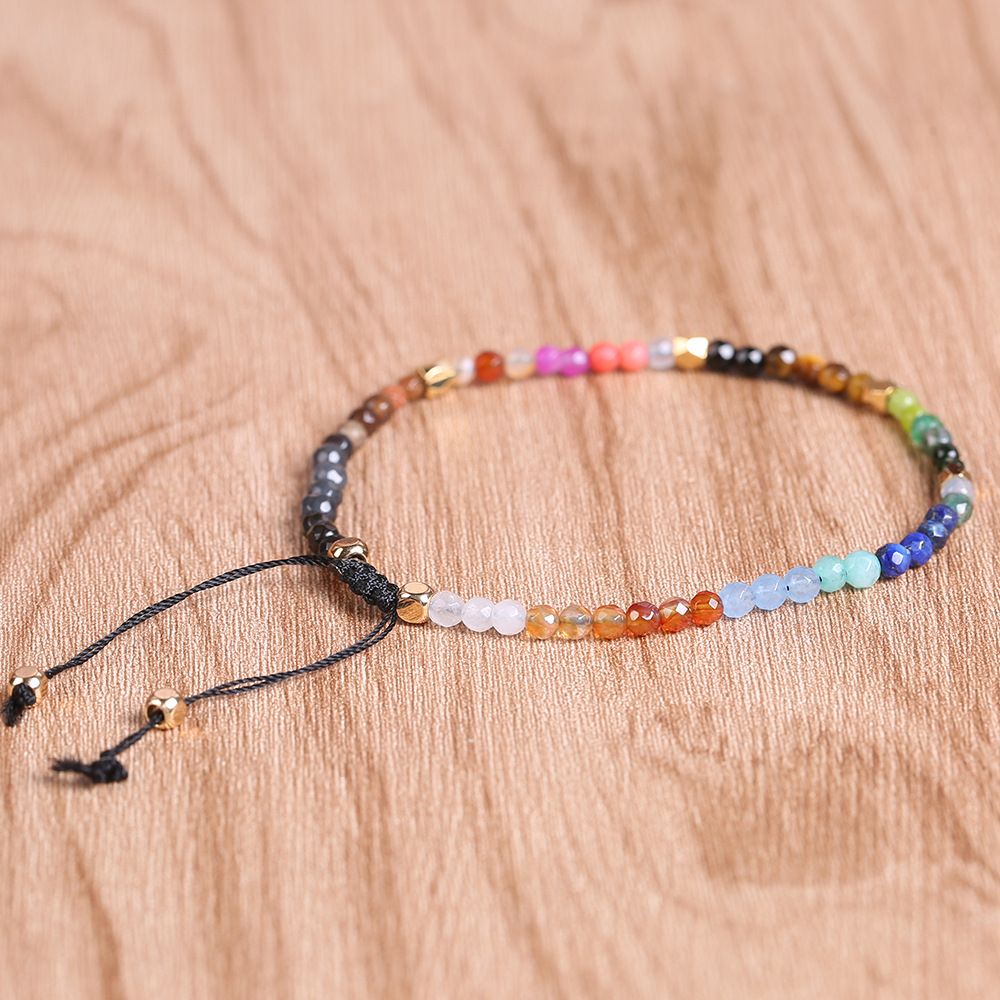 12 Constellation Lucky Stone Beads Simple Bracelet 3mm Beads Adjustable Bracelet Bohemia Unisex Women Chakra Bracelets