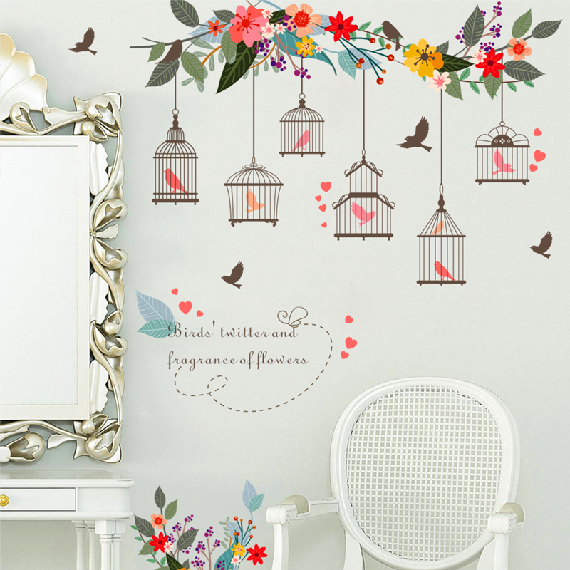 colorful flower bird birdcage wall stickers for living room posters 3d garden floral wedding decoration pvc wall art decals
colorful flower bird birdcage wall stickers for living room posters 3d garden floral wedding decoration pvc wall art decals